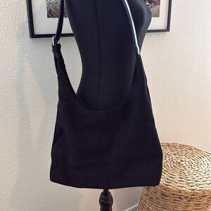 Black suede tote bag